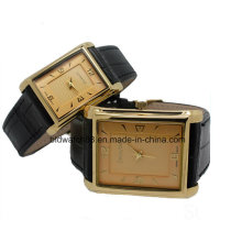 Fashion Square Case Amante Couple Watch em tom de ouro